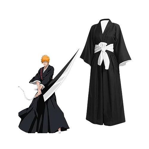 Shawla Kurosaki Ichigo Cosplay disfraz kimono adulto negro bata capa samurái trajes de Halloween,L-Black