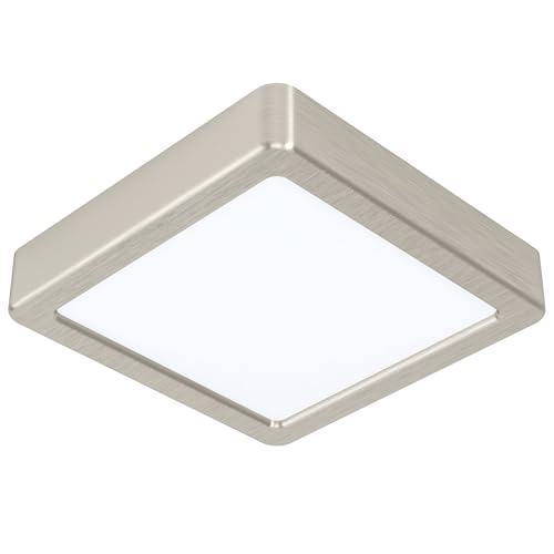 Plafonnier LED Eglo Fueva 5 en acier nickel mat 16 cm blanc chaud