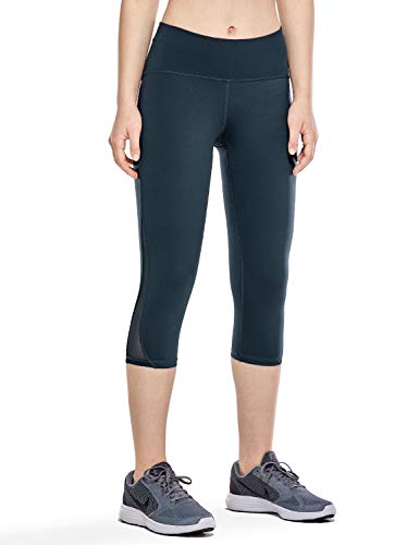 CRZ YOGA Women's Hugged Feeling High Waist Squat-Proof Capri Cropped Mesh Leggings-17 Inches