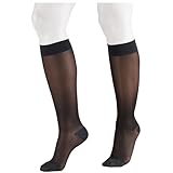 NuVein Sheer Compression Stockings, 15-20 mmHg Support, Women's Medium Denier Nylons, Knee High, Closed Toe, Charcoal, Small