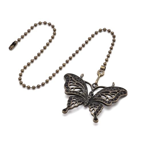 Image of Dragonfly and Butterfly Fan Pull Chain Extender,Bronze Pendant Chain Pull Rope Switch, Lighting Decoration Fan Decoration Extension Chain.
