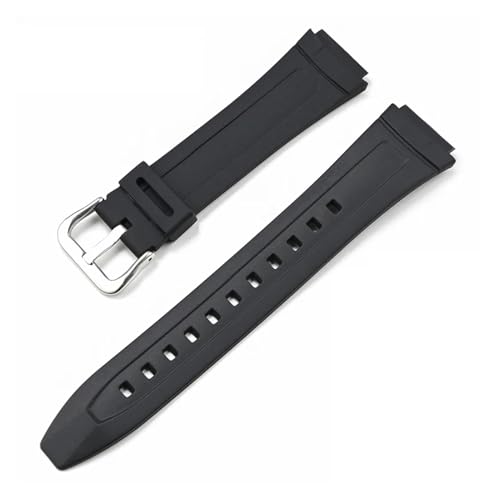 DNYXGDGSL カシオ AW-80 AW-82 電子時計用時計バンド ゴム樹脂ストラップ ブラック 凸型 スポーツ 防水 ブレスレット アクセサリー 18mm(Black silver)