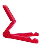 デスクトライアングル折りたたみスタンド タブレット/スマートフォン用 角度調整可能 コンパクト収納 (レッド)