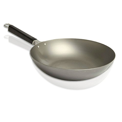 Joyce Chen 22-0050, Pro Chef Peking Pan Uncoated Carbon Steel, 12-Inch - Thumbnail 2