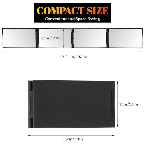 Espejo plegable portátil rectangular para maquillaje y corte miniatura 2