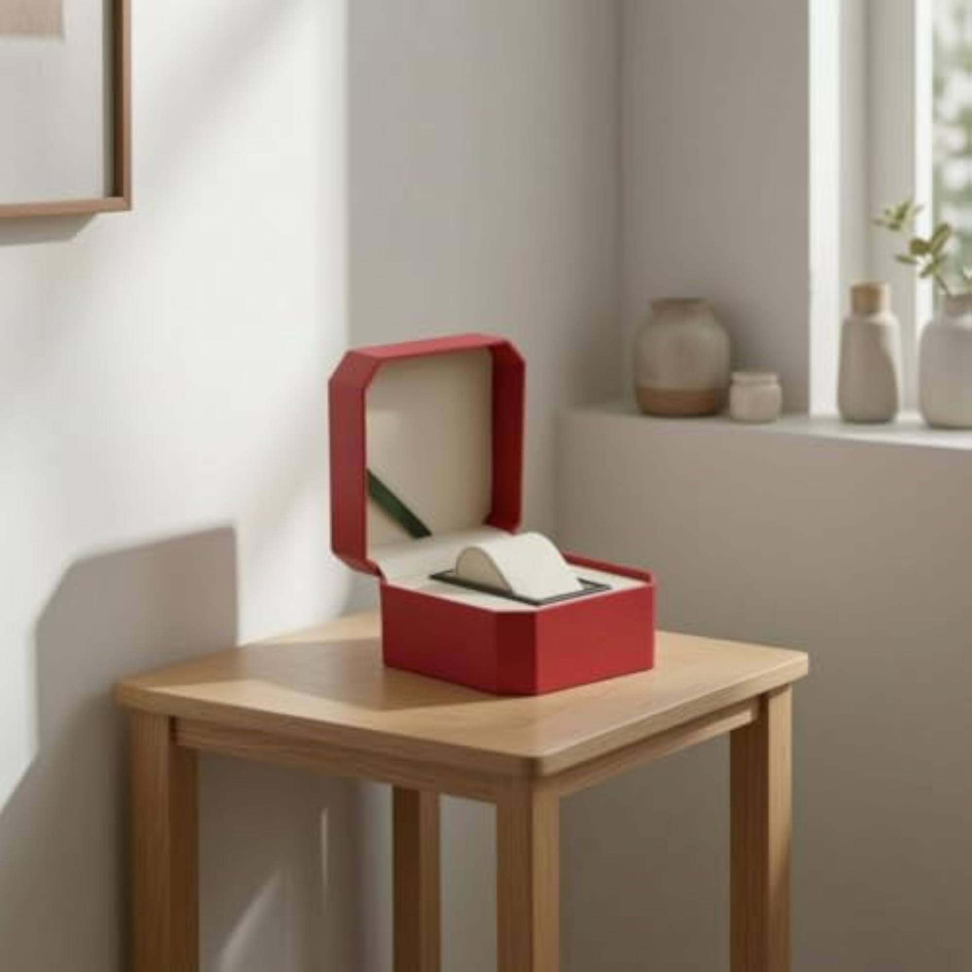 Compact Textured Octagonal Watch Holder Box