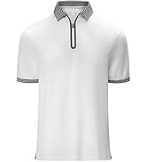 Men's Zipper Polo Shirt Short Sleeve Moisture Wicking Casual Golf Polo Shirt Quarter Zip Tops