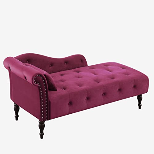 Image of Eafurn 60.6 inch Chaise Lounge Chair Indoor, Oversized Upholstered Sofa Bed for Living Room, Tufted Velvet Sleeper Couch Comfy Recliner Bedroom Reading Seat | Breathable material