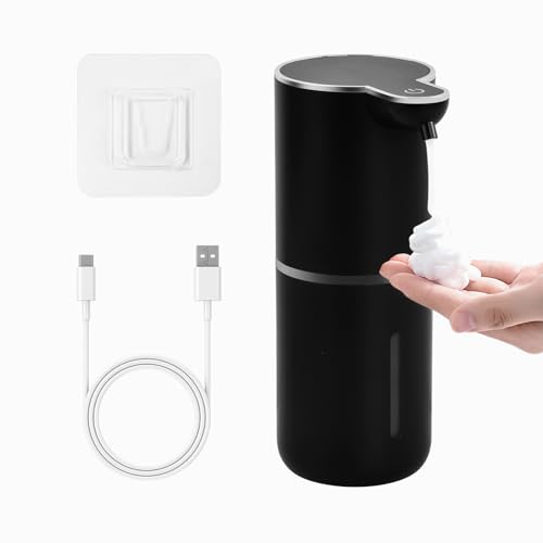 Dispensador Jabón Automático con Sensor, 380ml, Dispensador de Jabon Pared Espuma Eléctrico de Manos, 4 Niveles Ajustables, Recargable por USB, Resistente Al Agua IPX5 para Cocina, Baño (Negro) Dispensador Jabón Automático con Sensor, 380ml, Dispensador de Jabon Pared Espuma Eléctrico de Manos, 4 Niveles Ajustables, Recargable por USB, Resistente Al Agua IPX5 para Cocina, Baño (Negro)