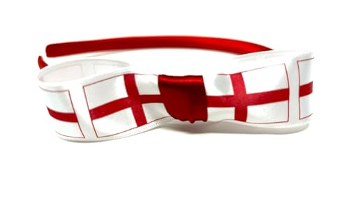 England St George Flag Headband – Red & White Bow Hairband England Football Fan Accessory for Euros, World Cup, Matches & Par