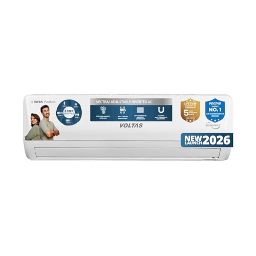 Image of Voltas 1 ton 3 Star,New star rated, Inverter Split AC (Copper, Convertible 5-in-1 Cooling Mode, 2-Way Air Swing, Anti-dust Filter with Anti Microbial Coating, Auto Clean (123INV CAM, White)