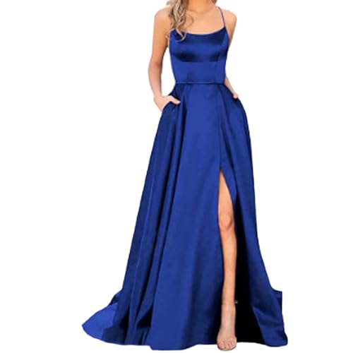 Dressnu Vestidos longos para noite de madrinha de casamento, sem alças, skinny, Azul escuro, P