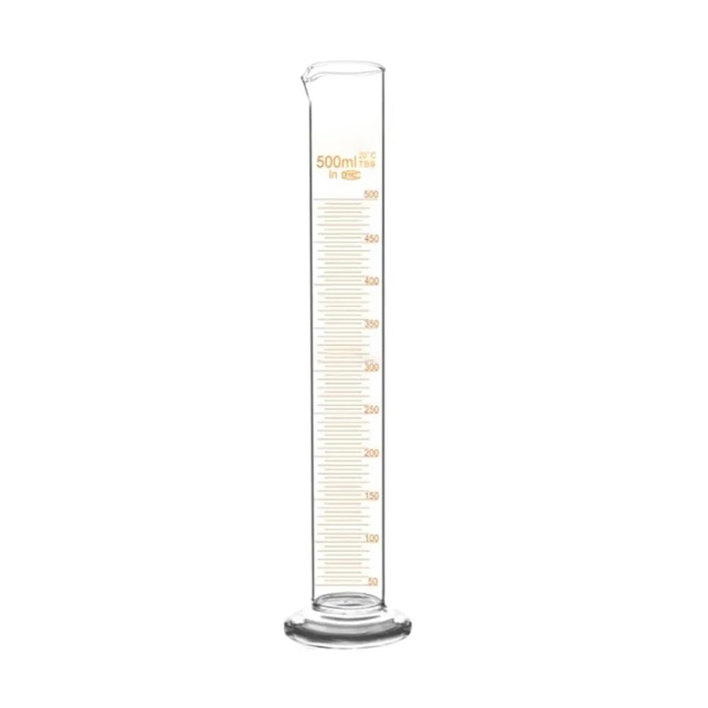 Szklany cylinder 500 ml z podziałką i dyszą wylewkową. Szkło laboratoryjne Sprzęt laboratoryjny
