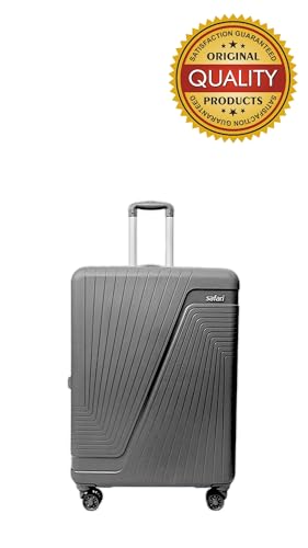 Image of PP Hard Shell 4 Wheels 360 Degree Safari Zion Trolley Bag for Travel, Grey with 7.5 Years Warranty (Dark Grey, Set of 3), 70 cm