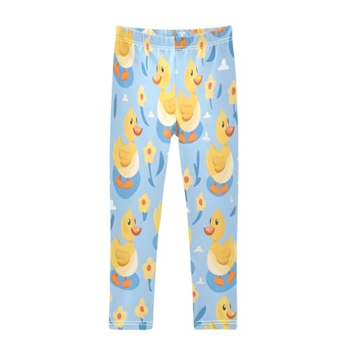 Toddler Girls Leggings Printed Yoga Pants Leggings Yellow Duck Floral for Kids