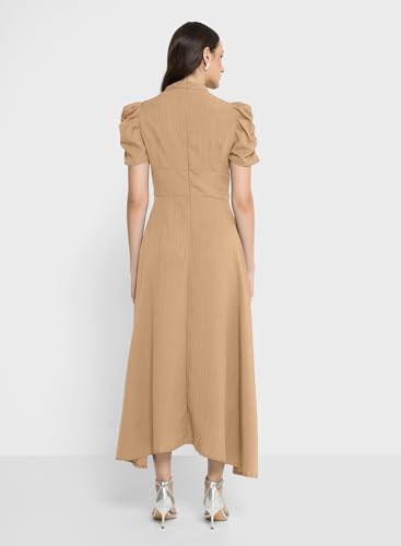 Image of Sugathari Women Women's V-Neck Maxi Dress, A-Line Style, Puff Sleeves, Cinched Waist 246