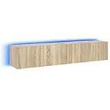 【Lumières LED RVB :】 l'armoire multimédia murale est équipée de lumières LED RVB vibrantes. Avec divers menus personnalisables, vous pouvez changer sans effort la couleur des lumières et même les régler automatiquement. Ces lumières LED renforcent non seulement l'aspect contemporain du meuble TV flottant, mais aussi son attrait pour la mode.