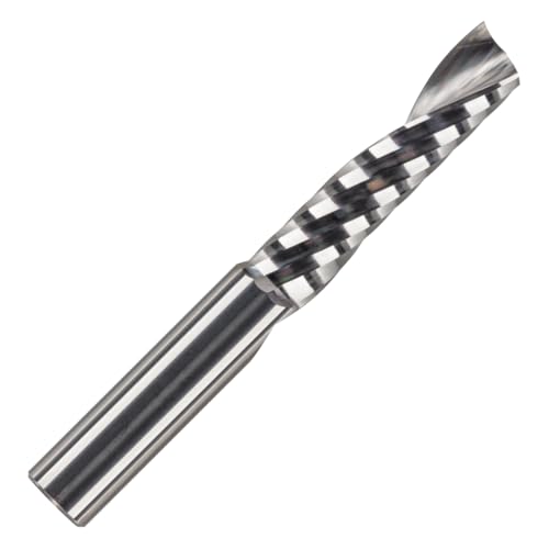 Rennie Tools - 8mm Cutting Diameter x 42mm Flute x 8mm Shank Single Flute (O Flute) Solid Carbide Up Cut Spiral Router Cutter Bit For ACM Aluminum Acrylic PVC MDF Plastic Endmill/End Mill