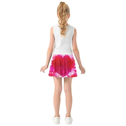 Athletic Shorts Girls Skorts Kids Tennis Skirts Uniform Butterfly Heart Shaped Red Roses 3t4
