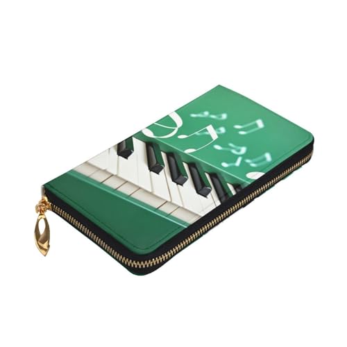 Green And White Piano Keys Wallet For Women Men Clutch Rfid Blocking Leather Wallets Large Capacity Purse Credit Card Holder Money Case With Zipper Phone Holder Long Travel Purse3