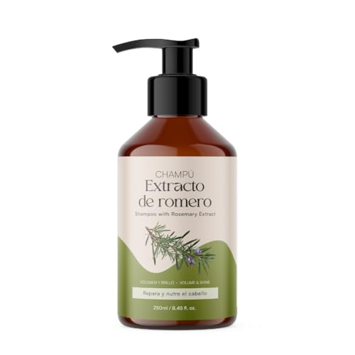 QKnatur - Champú con Extracto de Romero (250 ml). Contiene Activos para Fortalecer y Reparar el Cabello. Para conseguir un cabello con Volumen y Brillo. Para Cabello Fino o Dañado