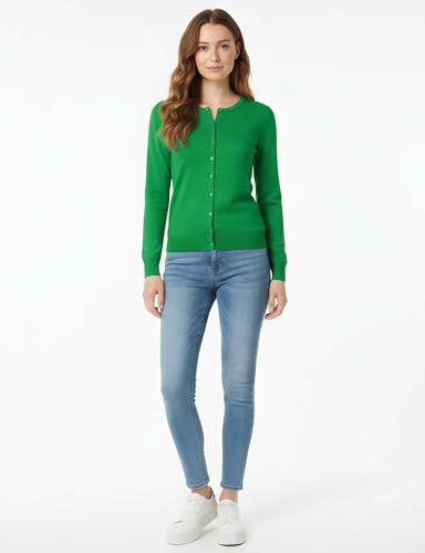 Image of Allsense Women's Long-Sleeve Crewneck Cardigan | Classic Button Down Sweater, Soft Fine Knit, Lightweight
