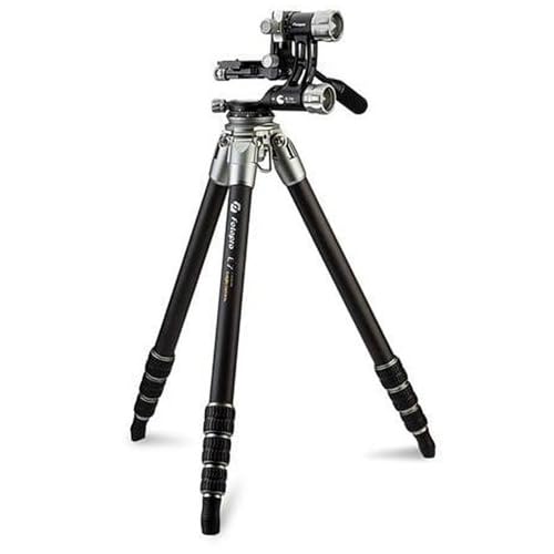 Fotopro E7 Carbon Fiber Tripod with Gimbal Head, 63 inch Heavy Duty Camera Tripod Stand for 400-800mm Telephoto Lens, Professional Wildlife Birding Photography, 22lbs Load, Eagle Series