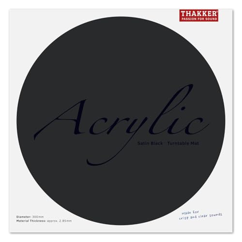 THAKKER Acrylic Mat Satin Black - 12\ Plattentellerauflage aus gehärtetem Acrylglas | reduziert Schwingungen | verbessert das Klangbild | seidenmatte Oberflächenveredelung | Ø 300mm | Schwarz