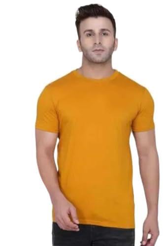 Stylish Mens Polyester Round Neck Half Sleeve Solid Tshirt | Tees for Mens