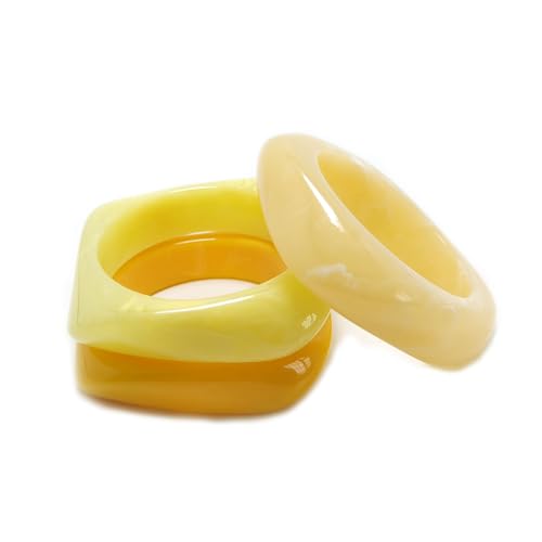 CXENSJH 3Pcs Chunky Acrylic Bracelets for Women Large Square Chunky