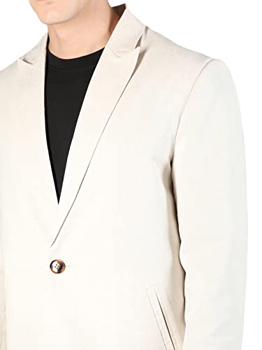 Image of CHKOKKO Men Solid Slim Fit Notched Lapel Single Breasted Formal Blazer