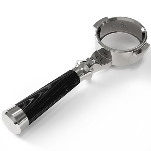 MUVNA 58mm Bottomless Portafilter Fits E61, La Marzocco, ECM, Rocket, Rancilio Coffee Machines - SUS304 Steel One-piece Espresso Portafilter 2 Ears with Non-detachable Filter Basket (Deep Black)
