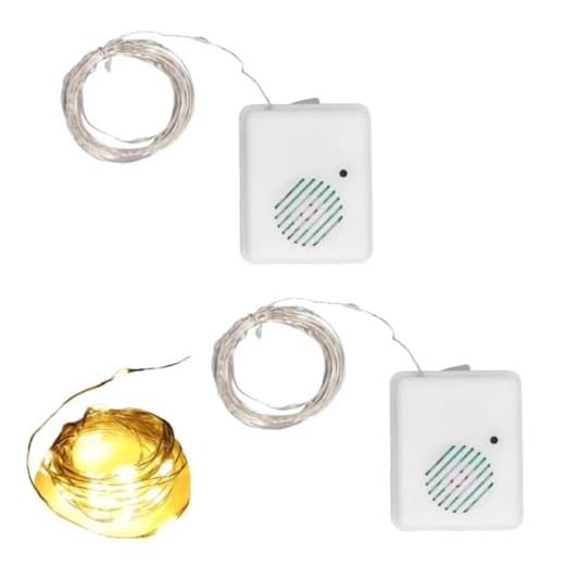 Kukyller Luces navideñas musicales con sensor de movimiento para interiores y exteriores, 2 luces LED para árbol de Navidad de 9,8 pies para decoración de Patio y jardín (Luz cálida)