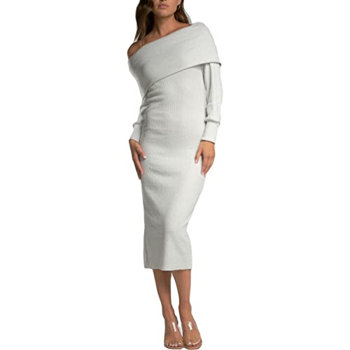 Elan Womens Metallic Cowl Neck Pullover Sweater Silver S #TOP29