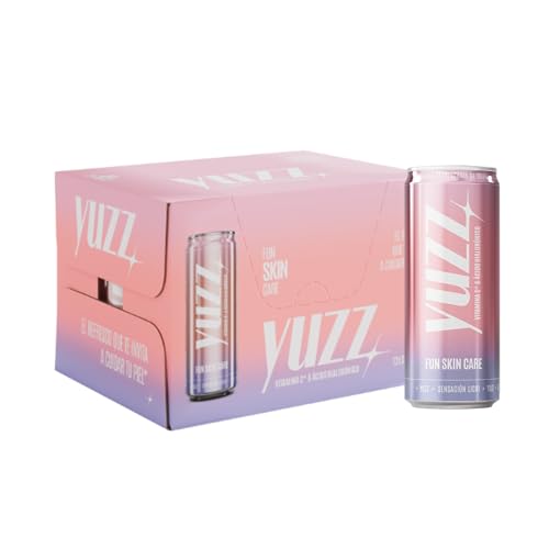 Yuzz - Bebida Refrescante con Vitamina C y Ácido Hialurónico de Origen Vegano, Baja en Calorías, Sin Edulcorantes Ni Azúcares Añadidos - Pack de 12 Latas x 33 cl