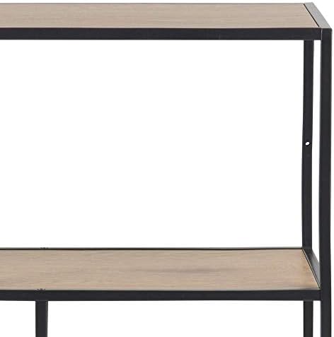 Amazon Brand - Movian Martin Geometric Bookcase/Shelving unit with 3-Shelves, 35 x 77 x 114 cm, Oak Effect/Black Metal Frame