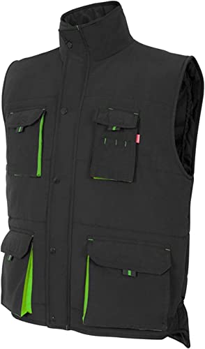 Velilla Homme Rembourré Bicolore Multi-poches ; Couleur Noire Vert Citron Taille Xl Gilet, Noir,vert citron, XL EU Cover