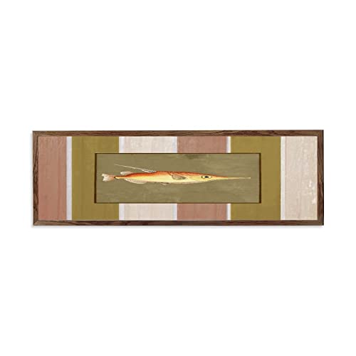 Plaque murale en bois rustique à motif poisson 15x50cm pour décoration salon et chalet