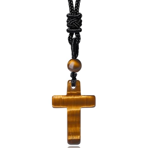 Image of XIANNVXI Healing Crystal Necklace for Men Jewelry Gift | Adjustable Black Rope Natural Gemstone Pendant