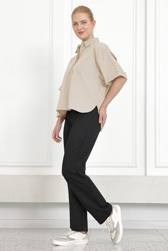 Balleay Art Womens Dress Pants Work High Waisted Straight Leg Trousers Business Office Casual Slacks3