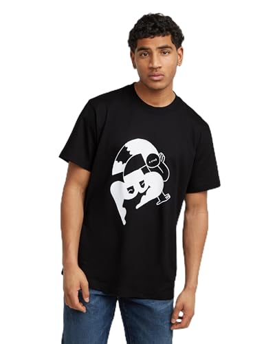 G-Star Raw Ilustración Leg Loose R T Camiseta, Negro Dk Black D25681-C336-6484, L Para Hombre G-Star Raw Ilustración Leg Loose R T Camiseta, Negro Dk Black D25681-C336-6484, L Para Hombre