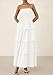 PRETTYGARDEN Women's Maxi Dress 2025 Summer Off Shoulder Smocked Tiered Ruffle Long Flowy Dresses Casual Beach Sundress (White,Large)