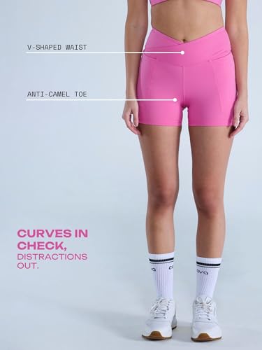 Image of CAVA Hourglass Workout Shorts - High Waist Sculpting Gym Shorts with V-Waist, Booty Lift Seam, Anti-Camel Toe Gusset & Side Pockets