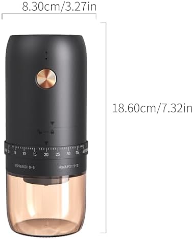 Professional Portable Electric Coffee Grinder, Stainless Steel Conical Burr Mill with 40 Adjustable Grind Settings, Cordless Rechargeable Coffee Grinder for Espresso, Drip, French Press, Matte Black — view 8