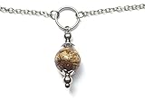  Tobillera de acero inoxidable para mujer con colgante de perla jaspe marrón