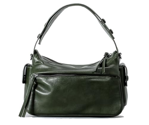 P. Atelier Satchel Handbag and Purse, Crossbody Shoulder and Top Handle Bags for Women, Zipper Closure, Includes 2 Adjustable Straps, (Green)