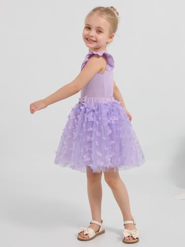 Image of Girls Tulle Skirt Set Kid Toddler Girl 2 Piece Outfits Ruffle Sleeve T-Shirt Bowknot Tutu Dress Birthday Party Outfit