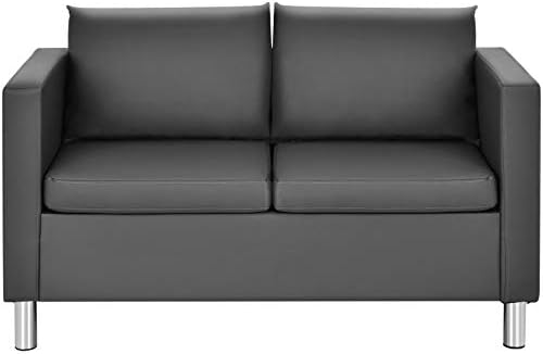 COSTWAY Sofa Single/Double Seat Chair, PU Leather Leisure Accent Loveseat Couch with Pillow and Armrest, Upholstered Padded Guest 1 or 2 Seater Sofa for Living Room, Bedroom and Office