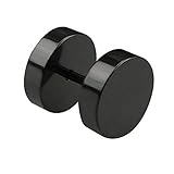 Treuheld® | Fake Plug Ohrstecker aus Titan - 1,2mm x 10mm - schwarz | Fake Tunnel - Ohrring zum Schrauben für Damen und Herren