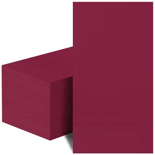 100 Pcs Burgundy Paper Napkins Disposable - Maroon Guest Dinner Napkins for Bathroom Wedding Birthday Graduation Party
